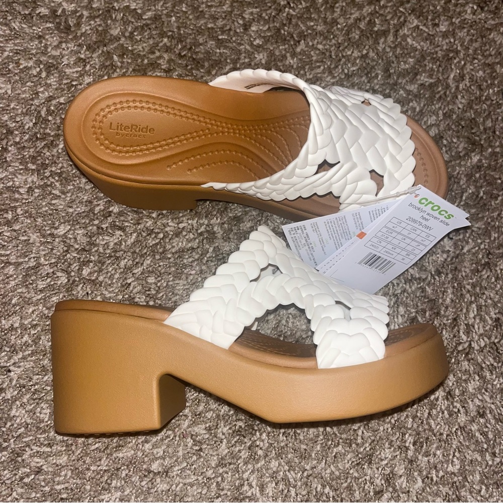 Crocs Brooklyn Woven Heeled Sandal White